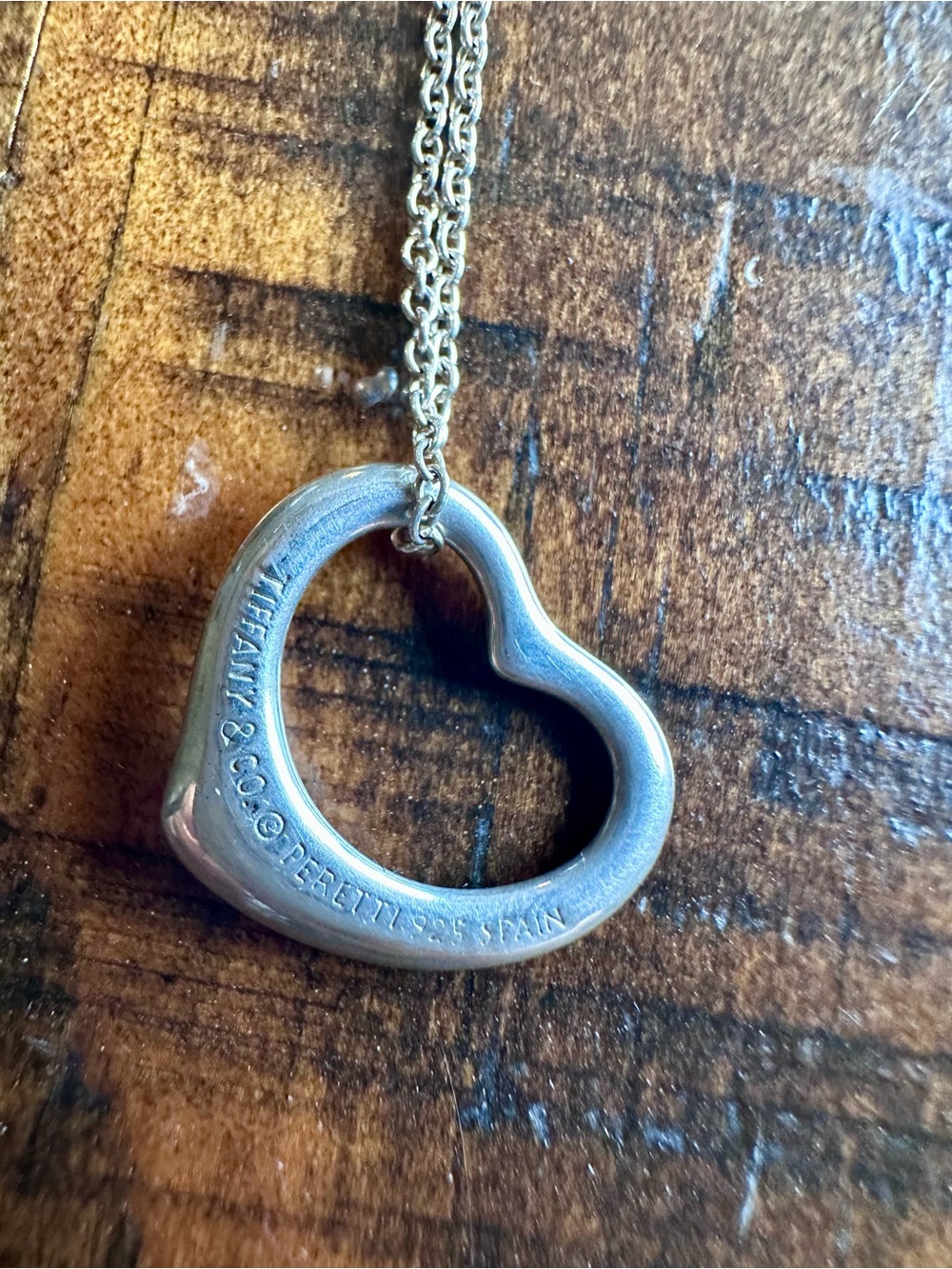 Tiffany & Co. Sterling Silver Open Heart Pendant on Chain